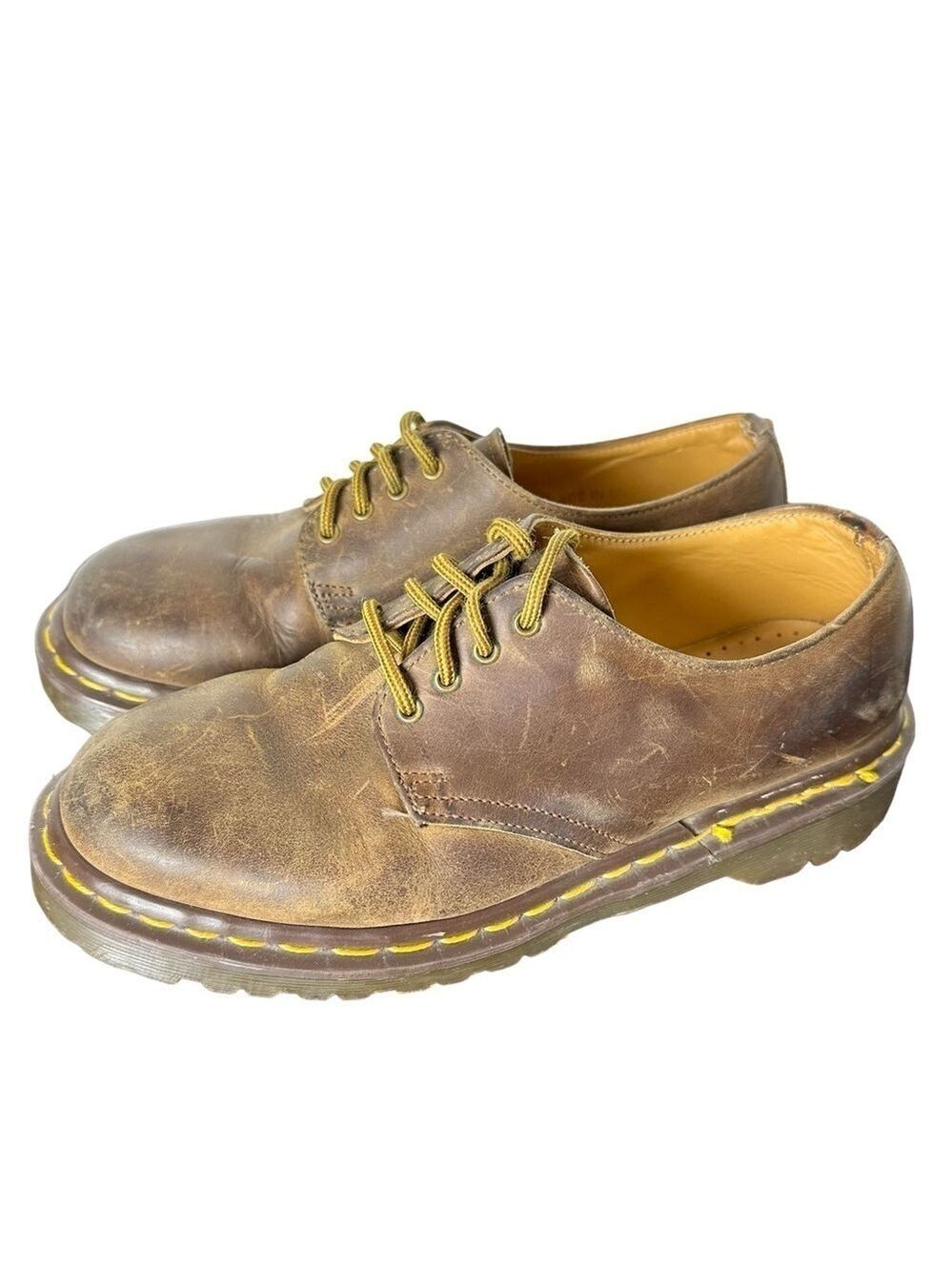 Dr Martens Men's 1561 Shoes England Size 5 Brown Leather Lug Sole Air Cushion